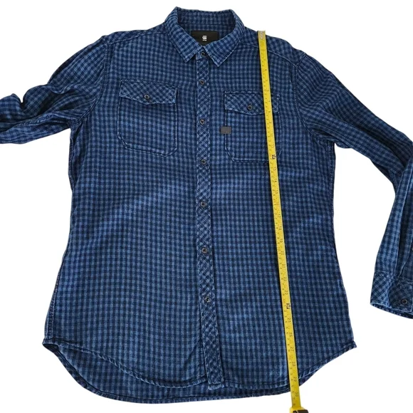 G-STAR RAW Landoh Blue Plaid Long-Sleeve Shirt L - Picture 14 of 16